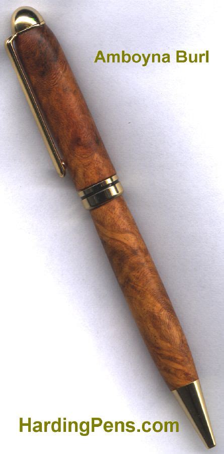 Pen #134, Amboyna Burl wood, European style twist Pen, 24k Gold plated hardware (445×900) | Hand ...