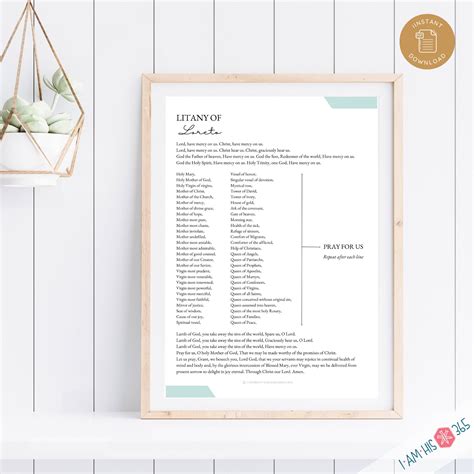 Litany of Loreto Printable Catholic Prayer Print, Homeschool Poster ...