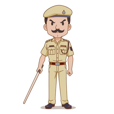 Cartoon character of Indian police holding baton. 4903344 Vector Art at Vecteezy