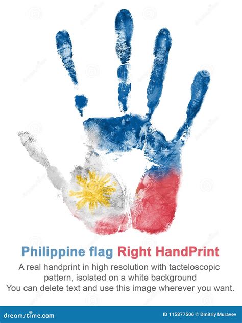 Hand Print of the Right Hand in the Colors of the Flag of Philippines ...