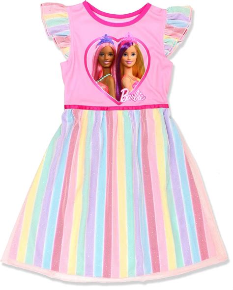 Amazon.com: Barbie Girl's Rainbow Dress Up Fantasy Gown Nightgown Pajamas: Clothing, Shoes & Jewelry