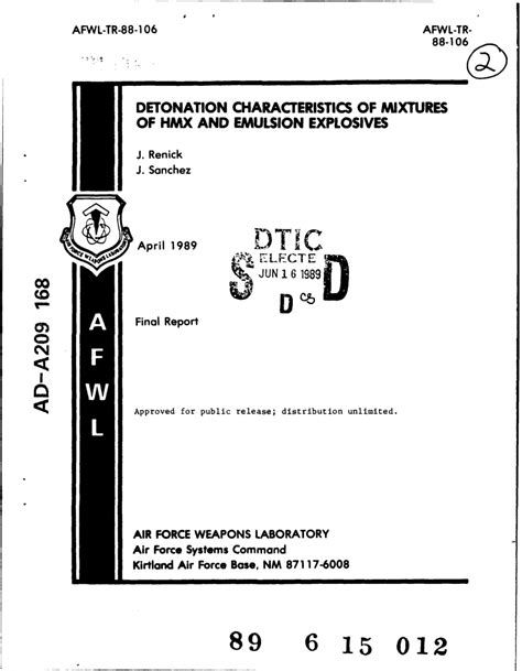 (PDF) Detonation Characteristics of Mixtures of HMX and Emulsion Explosives