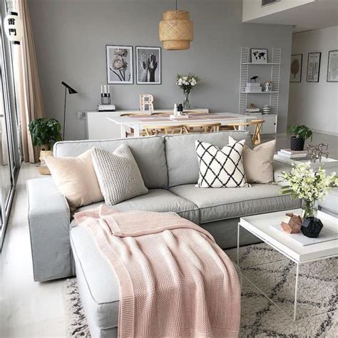 How To Decorate A Grey and Blush Pink Living Room - Decoholic | Modern ...