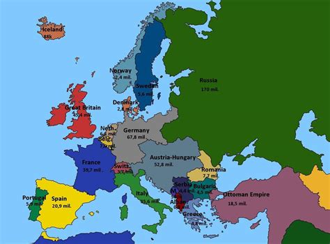 Europe Map With Capitals 1914