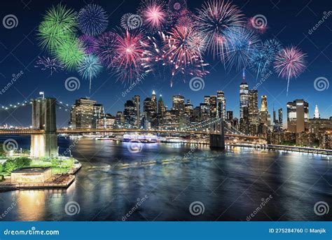 Fireworks in New York City stock photo. Image of business - 275284760