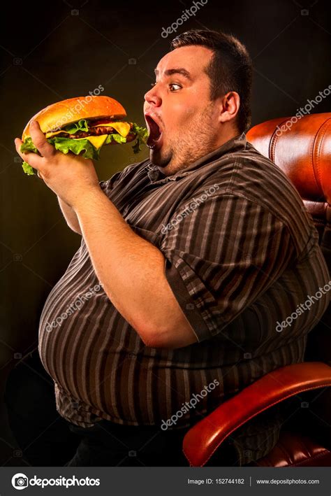 Overweight Man Eating