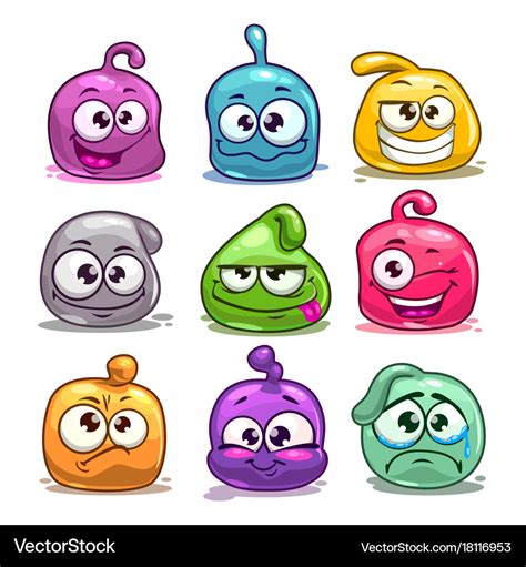 Funny colorful blob characters Royalty Free Vector Image