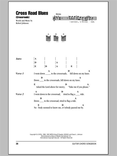 Cross Road Blues (Crossroads) by Cream Sheet Music for Guitar Chords/Lyrics at Sheet Music Direct