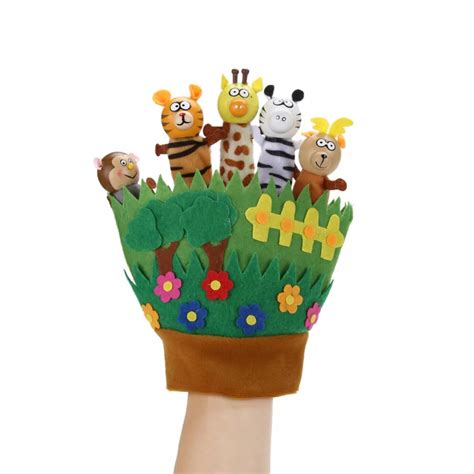 Cute Animal Hand Puppet Dolls Plush Toys Baby Cartoon Finger Puppets Child Zoo Animal Hand Glove ...