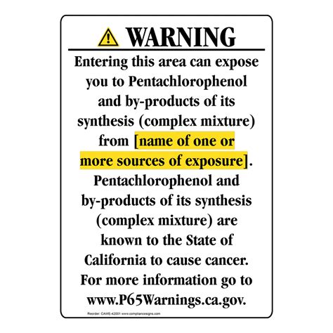 Proposition 65 Sign - Pentachlorophenol-And-Synthesis-By-Products