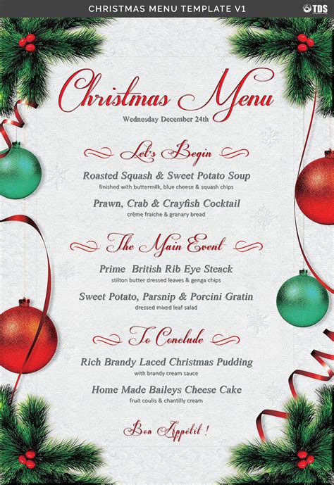 Christmas Dinner Menu Template