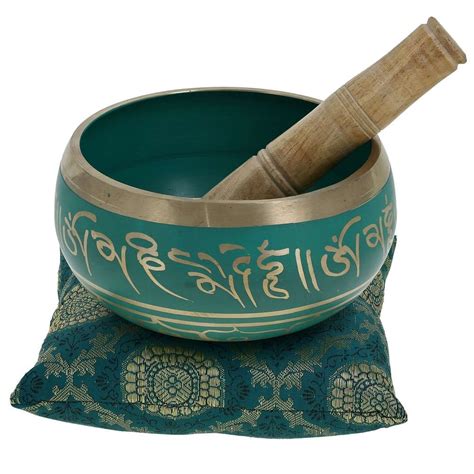 Meditation Singing Bowl Buddhist Art Green Tibetan Décor 5.5 Inch- Wt- 961 gram | Singing bowls ...