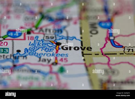 Grove Oklahoma USA shown on a Geography map or road map Stock Photo - Alamy