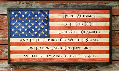 Pledge of Allegiance Flag Wooden Flag Framed American Flag | Etsy