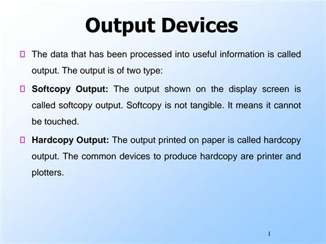 SOLUTION: Output devices of computer - Studypool