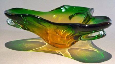 Murano Style Green & Gold Art Glass Centerpiece Bowl by TREASUREHUNTVENTURA on Etsy Gold ...