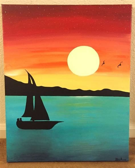 Acrylsegelbootsonnenuntergang, der #sailboatdrawing malt - # | Sonnenuntergang malerei ...