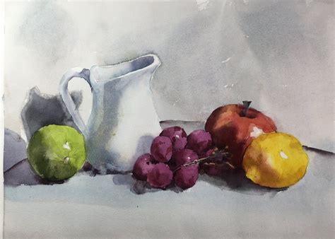 √ Watercolor Painting Fruit Still Life