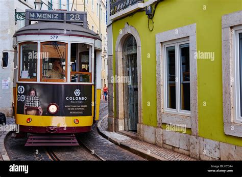 Portugal, Lisbon, tram 28 in Baixa pombalin Stock Photo - Alamy