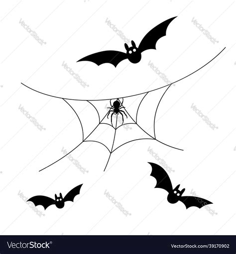 Scary spiderweb black cobweb bat spider Royalty Free Vector