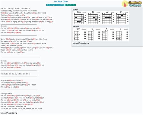 Hợp âm: I'm Not Over - cảm âm, tab guitar, ukulele - lời bài hát | chords.vip