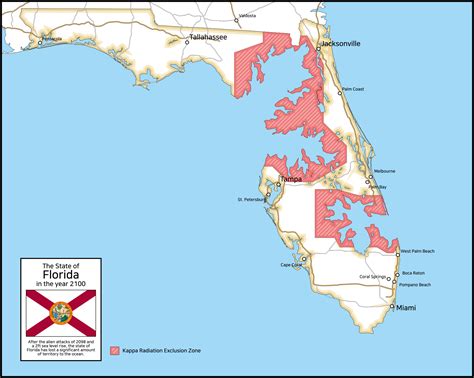 Map of Florida in 2100, after a 2ft sea level rise and an alien attack : r/imaginarymaps