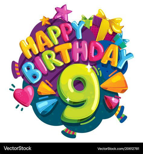 Happy birthday 9 years Royalty Free Vector Image