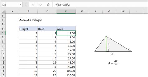 Area of a triangle - Excel formula | Exceljet