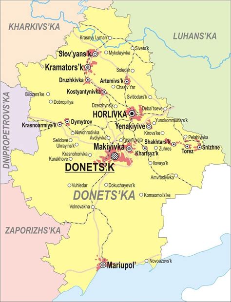 Map of Donetsk Oblast stock vector. Illustration of donechchyna - 38998979