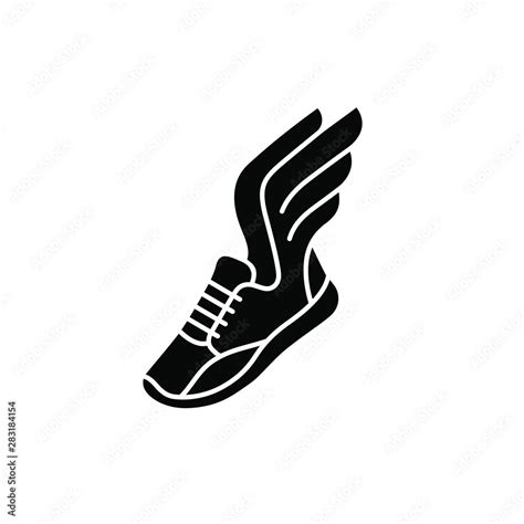 Speeding running sport shoe symbol, icon or logo. Running shoe with ...