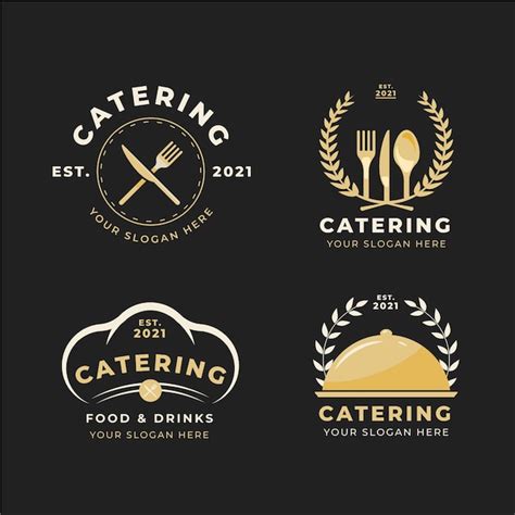 Free Vector | Pack of flat design catering logos