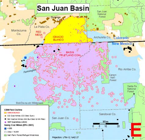 Overview Map of San Juan Basin, Colorado/New Mexico (source: EIA, 2004 ...