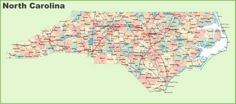 North Carolina Map with Counties and Cities Road Map Of north Carolina ...