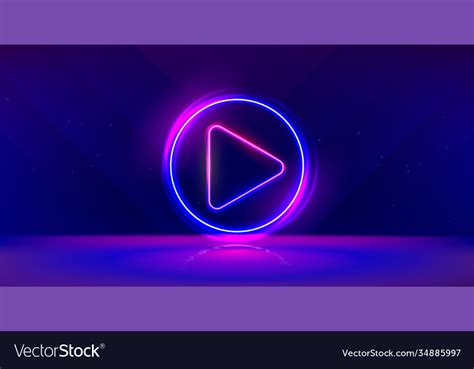 Wide gaming background with glowing play button Vector Image