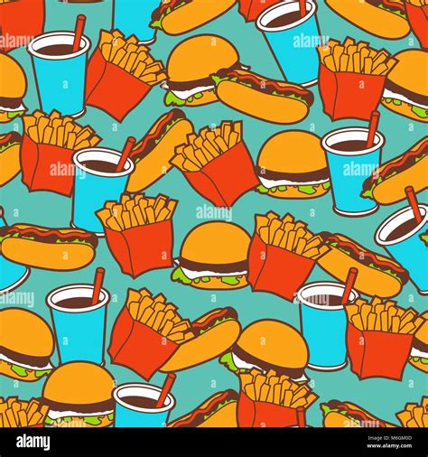 Fast food seamless pattern in retro style Stock Vector Image & Art - Alamy