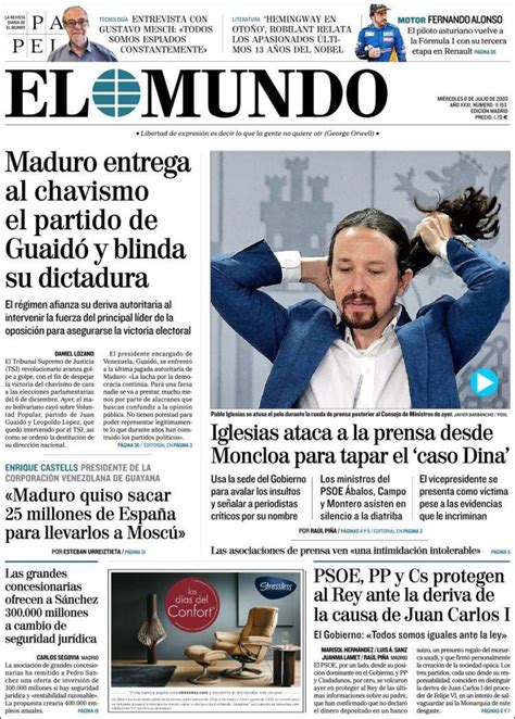 Portada del diario EL MUNDO día 8/07/2020 – News Europa