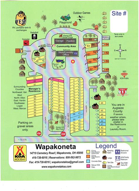 Wapakoneta, Ohio Campground Map | Wapakoneta KOA Holiday