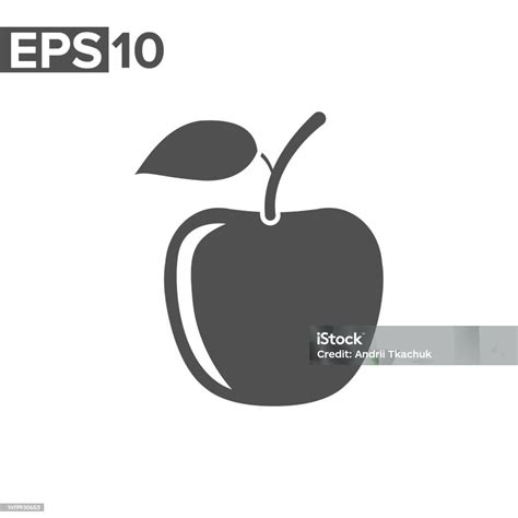 Apple Icon In Black Silhouette Style Vector Stock Illustration ...