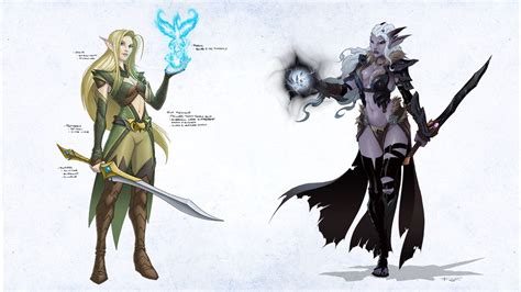 sylvan elf contrasted with dark elf Fantasy Character Art, Character ...