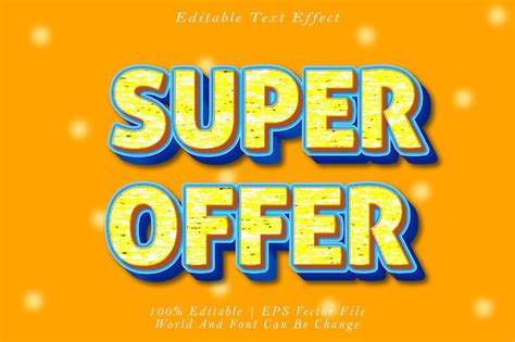 Premium Vector | Super offer editable text effect 3d emboss cartoon style