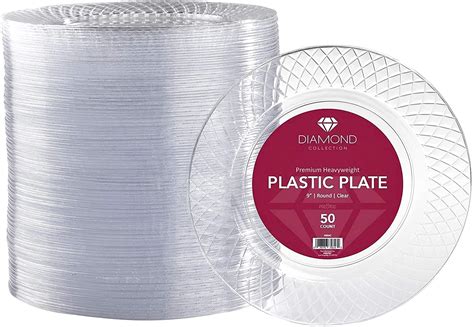 Buy Prestee Plastic Clear Disposable Plates, 50ct Clear Plastic Plates 9 inch - Heavy Duty Hard ...