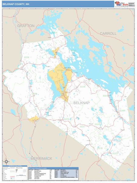 Belknap County, New Hampshire Zip Code Wall Map | Maps.com.com