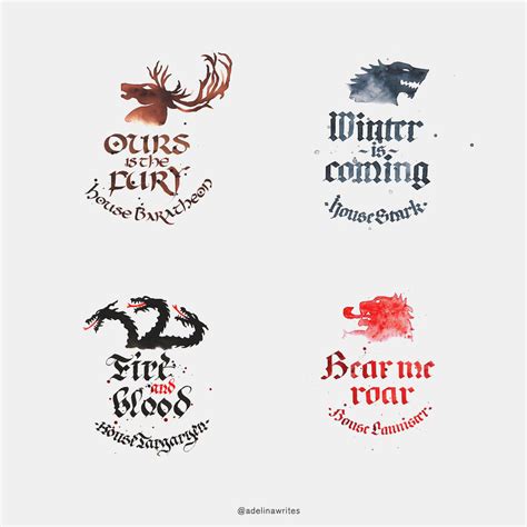 The Great Houses - Game of Thrones Calligraphy by WhiteSylver on DeviantArt