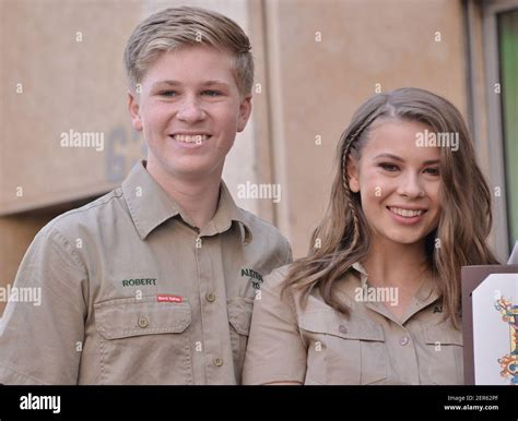 (L-R) Robert Irwin and Bindi Irwin at the Steve Irwin Posthumous Star On The Hollywood Walk Of ...