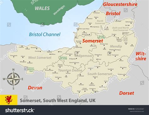 Vector Map Somerset South West England: Vector De Stock, 44% OFF