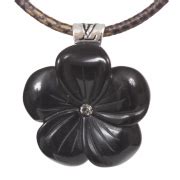 LOUIS VUITTON Sterling Silver Damier Carved Flower Necklace 22294
