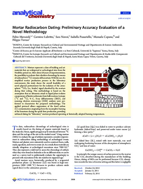 (PDF) Mortar Radiocarbon Dating: Preliminary Accuracy Evaluation of a Novel Methodology ...