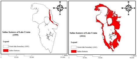 Maps of the salinization areas for the years 1999 and 2016 | Download ...