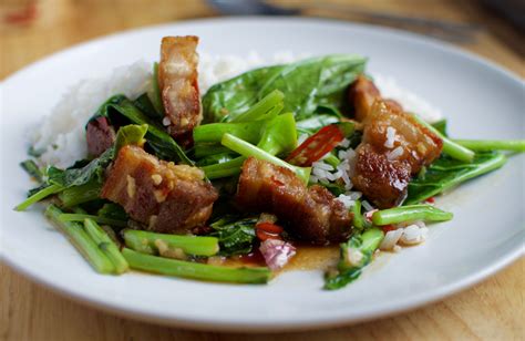 Crispy Pork Belly Stir Fry With Chinese Kale – Pad Pak Kana Moo krob ...