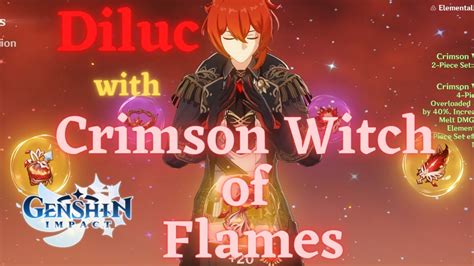 Diluc with Crimson Witch of Flames set - YouTube